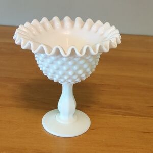 White Hobnail Milk Glass Compote